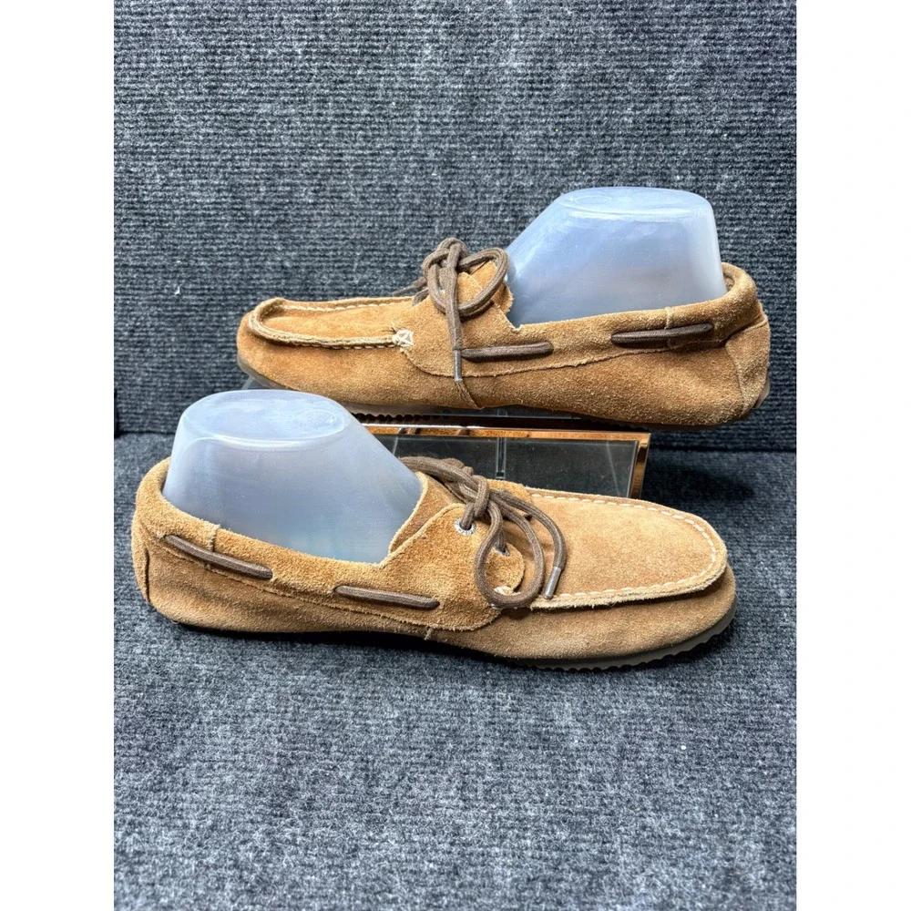 Sperry Top-Sider Mens 9M Tan Suede Boat Shoes Loafers STS11596 Plaid Lining